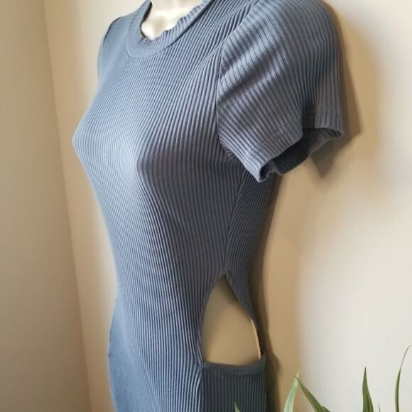 Tobi Blue Ribbed midi dress/Small - Picture 4 of 8
